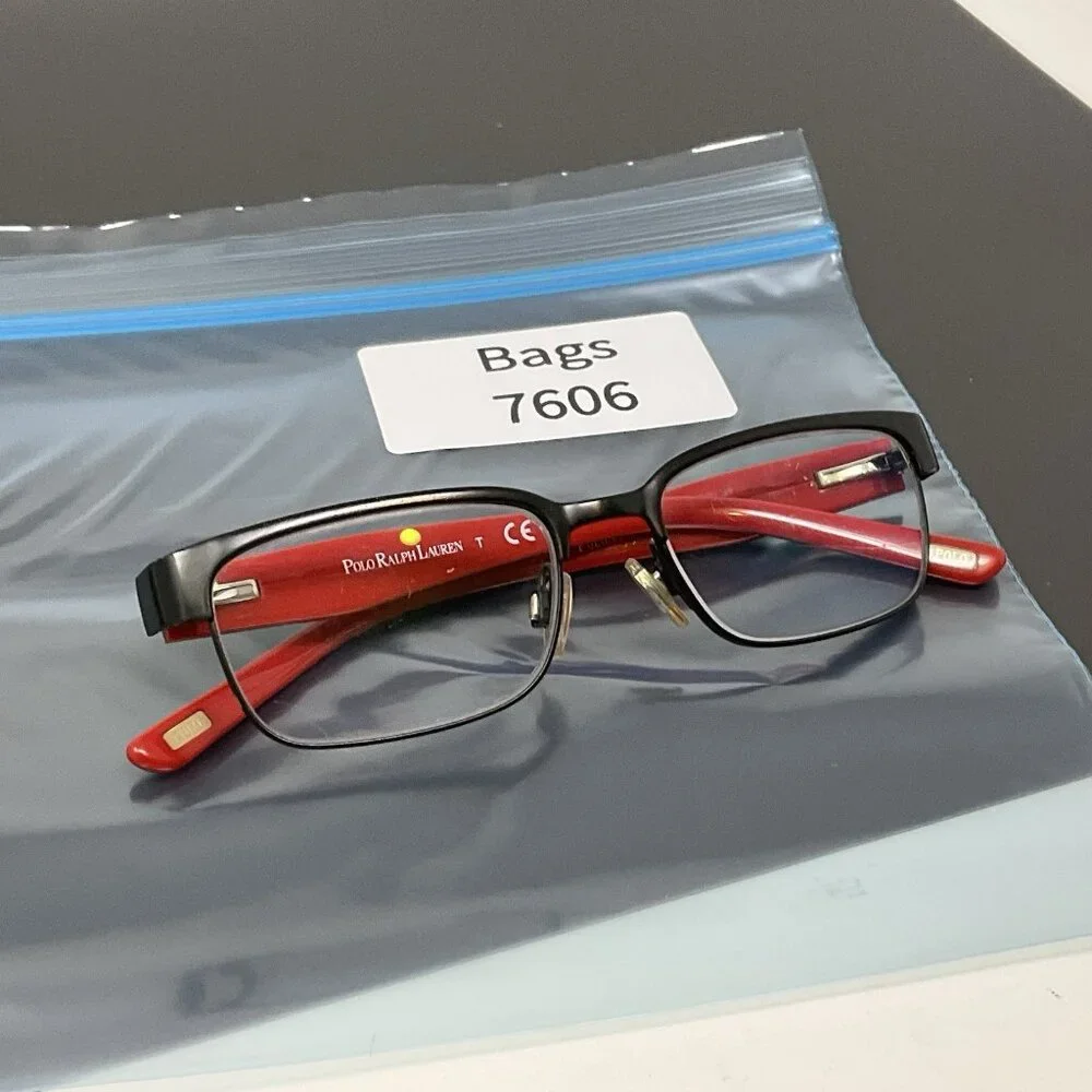 Polo Ralph Lauren 8036 3136 Black Red Rectangle Kids Eyeglasses Frames 46-15 125